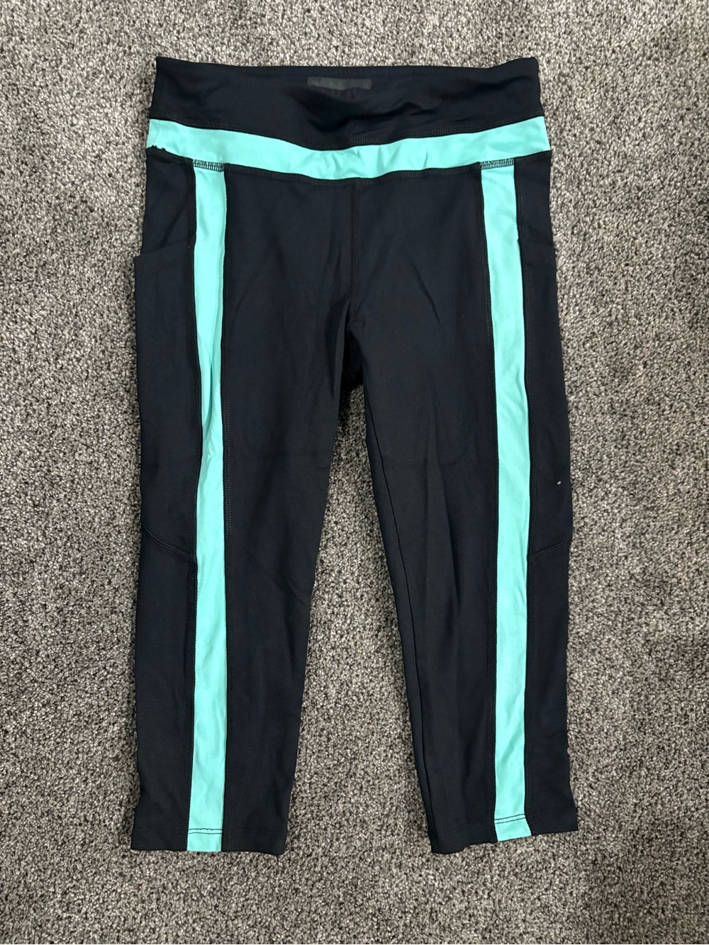 Forever 21 Black Capri Leggings with Mint Striping